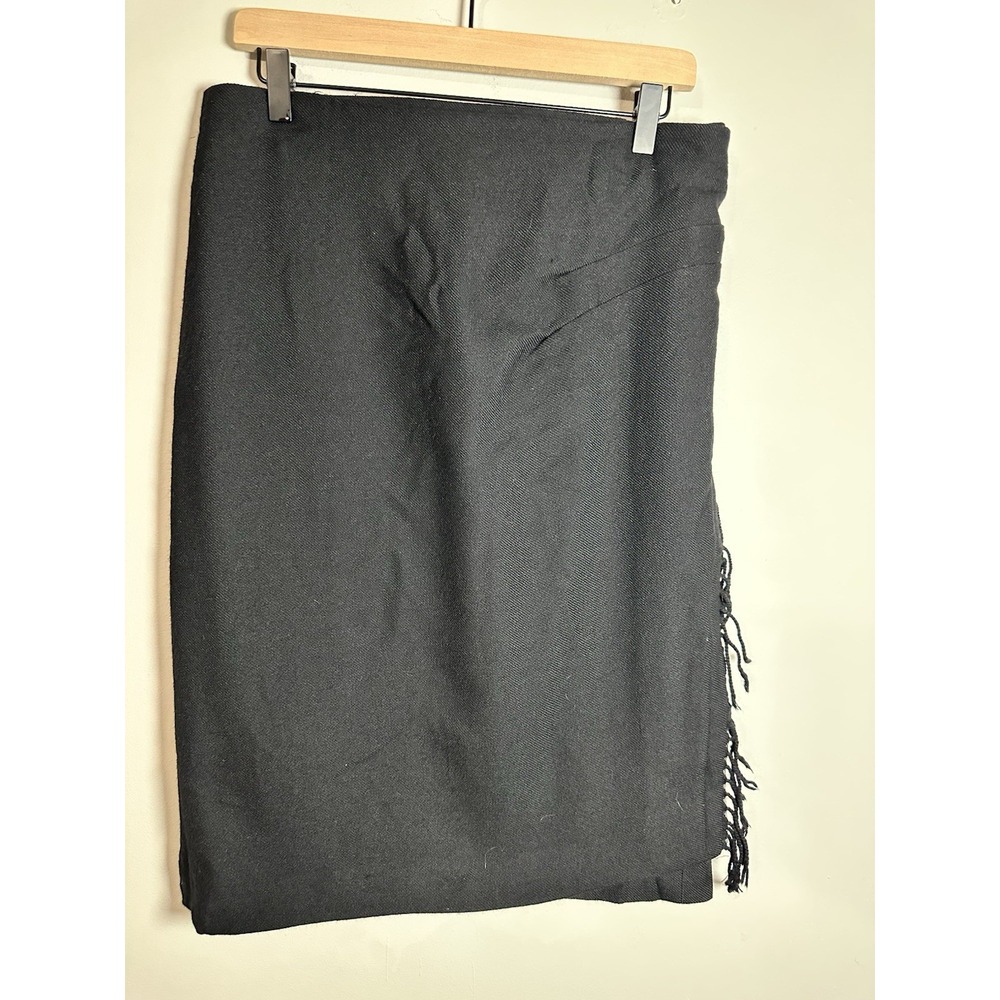 PAUW Amsterdam Luxury Wool Fringe Wrap Skirt Asymmetric Tailored Size 5‎ XL